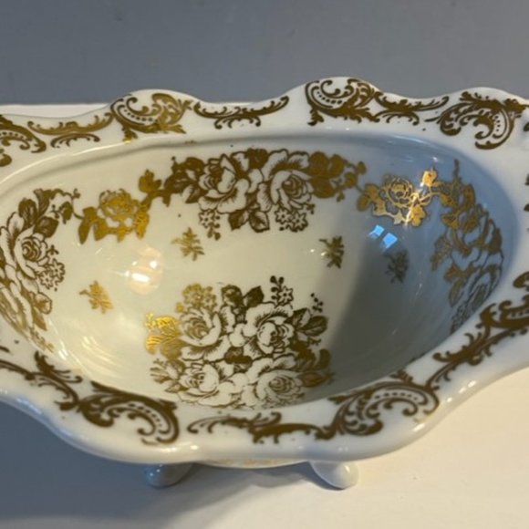 porcelain de France Gold Gild trinket compote candy dish Vintage - Picture 2 of 5